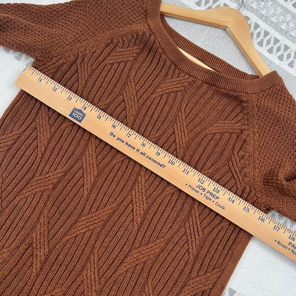 Sonoma Goods For Life S Cable Knit Crewneck Sweater Hi-Low Side Slit - Picture 4 of 10